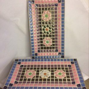 Ceramic mosaic trinket trays (2)